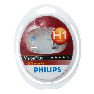 Лампа 12V H1 55W +60% PHILIPS VisionPlus 2 шт. DUOBOX 12258VPS2 фото 1