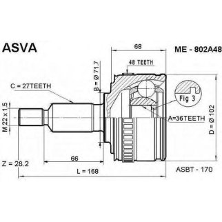 ШРУС наружный ASVA ME80-2A48 фото