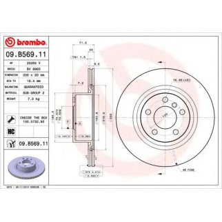 Диск тормозной задний вентилируемый Brembo 09.B569.11 фото