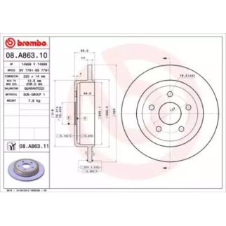 Диск тормозной brembo 08.A863.10 фото