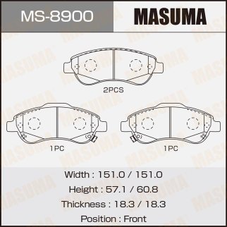 Колодки тормозные передние к-кт Masuma MS-8900 фото