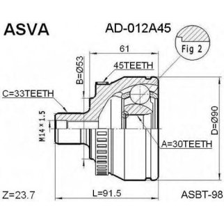ШРУС наружный ASVA AD01-2A45 фото
