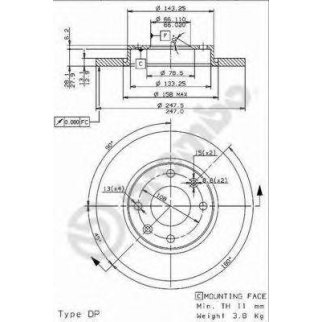 Диск тормозной brembo 08.9606.14 фото