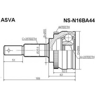 ШРУС наружный ASVA NSN1-6BA44 фото