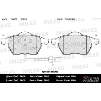 Колодки тормозные передние к-кт MILES E100120 фото