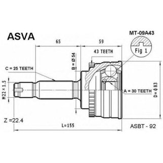 ШРУС наружный ASVA MT-0-9A43 фото