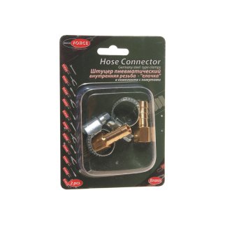 Штуцер пневматический внутр. резьба 1/8"- "елочка" 8мм (2 шт. + хомуты) в блистере ROCK FORCE фото