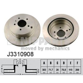 Диск тормозной задний вентилируемый NIPPARTS J3310908 фото