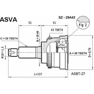 ШРУС наружный ASVA SZ29-A43 фото