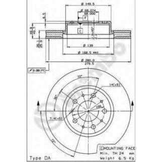 Диск тормозной brembo 09.5315.14 фото