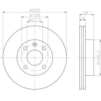 Диск тормозной передний вентилируемый MINTEX MDC438 фото