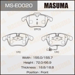 Колодки тормозные передние к-кт Masuma MS-E0020 фото