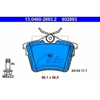 Колодки тормозные дисковые задн, CITROEN: C5 1.6 HDi/1.6 HDi 110/1.6 HDi 115/1.6 THP 155/1.6 VTi 120/1.8 16V/2.0 16V/2.0 16V BioFlex/2.0 HDi/2.0 HDi 140/2.0 HDi 165/2.2 HDi/2. фото