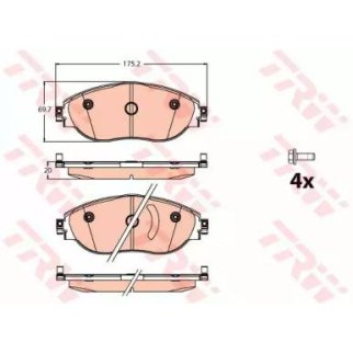 Колодки тормозные передние к-кт TRW GDB2114 фото