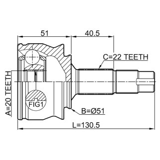 Шрус наружный 20x51x22 фото 2