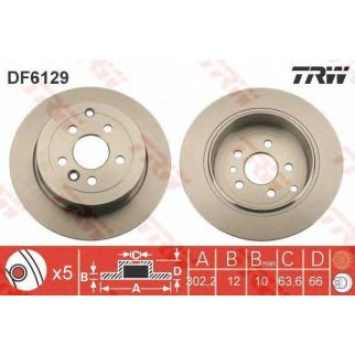 Диск тормозной задний TRW DF6129 фото