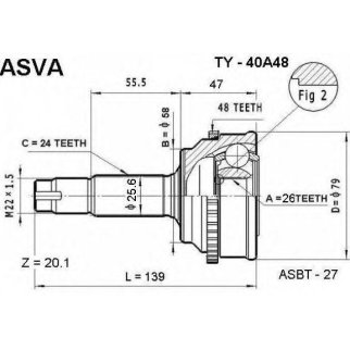 ШРУС наружный ASVA TY40-A48 фото