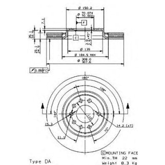 Диск тормозной brembo 09.9369.10 фото