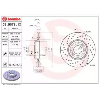 Диск тормозной brembo 09.9078.1X фото