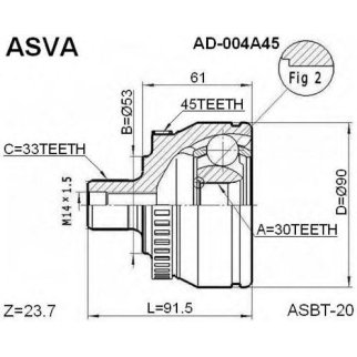 ШРУС наружный ASVA AD00-4A45 фото