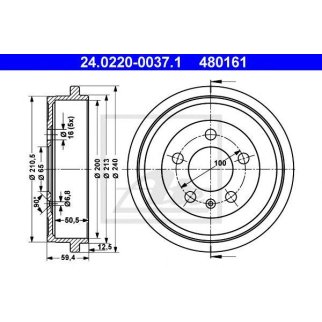 Барабан тормозной ATE 24.0220-0037.1 фото