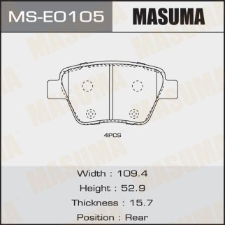 Колодки тормозные передние к-кт Masuma MS-E0105 фото