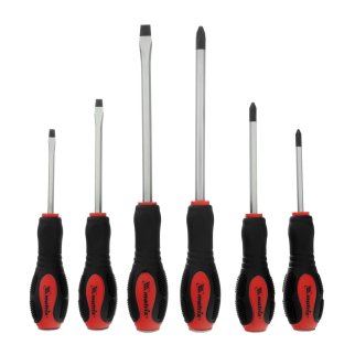 Набор ударных отверток 6 шт, PH1x75, PH2x100, PH3x150, SL5x75, SL6x100, SL8x150, CrV Mat MATRIX 19120 фото