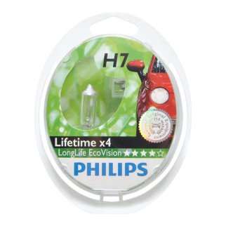 Лампа 12V H7 55W PHILIPS Longerlife Eco Vision 2 шт. блистер 12972LLECOS2 фото