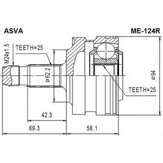 ШРУС наружный ASVA ME-1-24R фото