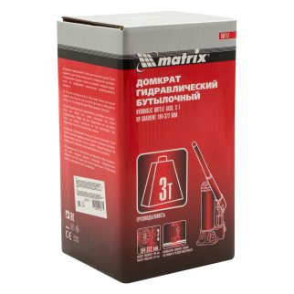 Домкрат бутылочный 3т гидравлический 194–372мм MATRIX фото 10