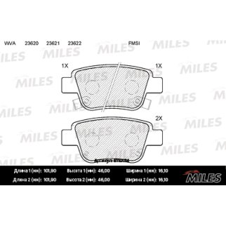 Колодки тормозные задние дисковые к-кт MILES E110154 фото