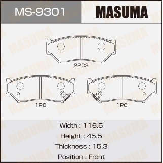 Колодки тормозные передние к-кт Masuma MS-9301 фото