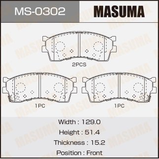 Колодки тормозные передние к-кт Masuma MS-0302 фото
