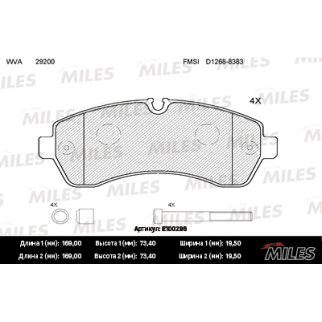 Колодки тормозные передние к-кт MILES E100295 фото
