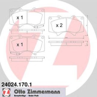 Колодки тормозные передние к-кт Zimmermann 24024.170.1 фото