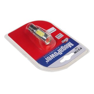 Лампа P21W (BA15s) 5 SMD MEGA WHITE блистер 6000K 12V MEGAPOWER фото 1