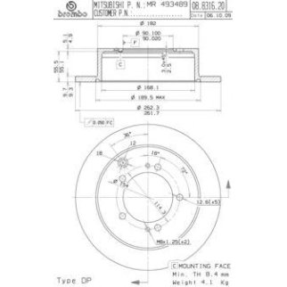 Диск тормозной задний Brembo 08.8316.20 фото