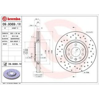 Диск тормозной brembo 09.9369.1X фото