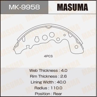 Колодки барабанные к-кт Masuma MK-9958 фото