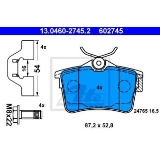 Колодки тормозные к-кт ATE 13.0460-2745.2 фото