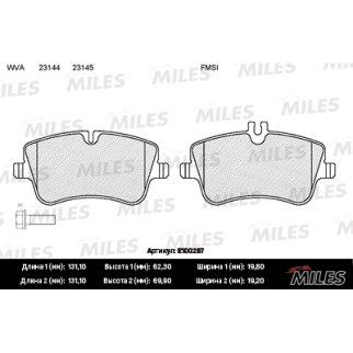 Колодки тормозные передние к-кт MILES E100287 фото