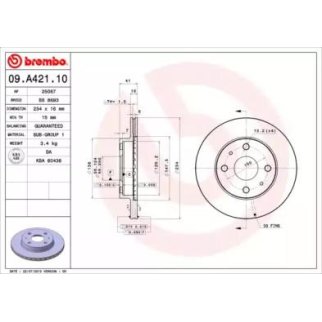 Диск тормозной передн DAIHATSU: BOON 05-, CUORE VII 03-, MOVE 94-, SIRION 98-05, SIRION 05-, STORIA 98-05, TARUNA 97-05, TERIOS 97-05, TERIOS 05-, YRV 01- фото
