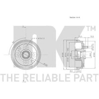 Барабан тормозной задний со ступицей (165x33,5mm) / DAIHATSU Cuore-VI/VII,Move 98~ фото