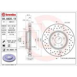 Диск тормозной brembo 09.A820.1X фото