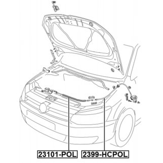 Трос привода открывания замка капота VOLKSWAGEN POLO/DERBY/VENTO-IND 6R# 2010-2014 FEBEST 23101-POL фото 2