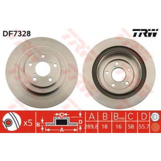 Диск тормозной задний TRW DF7328 фото