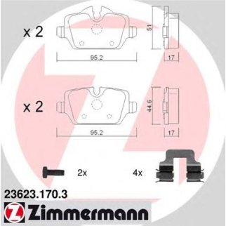 23623.170.3_колодки дисковые !задн. 95x45x17 BMW E81/E87/E90 1.6i-2.0i/1.6D/1.8D 04&gt;,Mini Cooper 1. фото