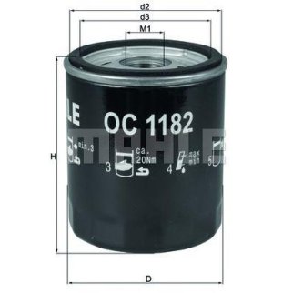 Фильтр масляный MAHLE OC 1182 фото