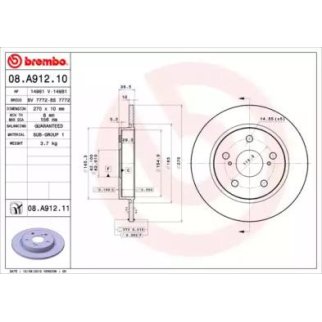 Диск тормозной brembo 08.A912.10 фото