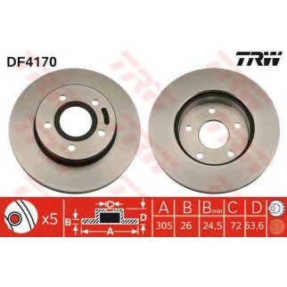 Диск тормозной передний вентилируемый TRW DF4170 фото